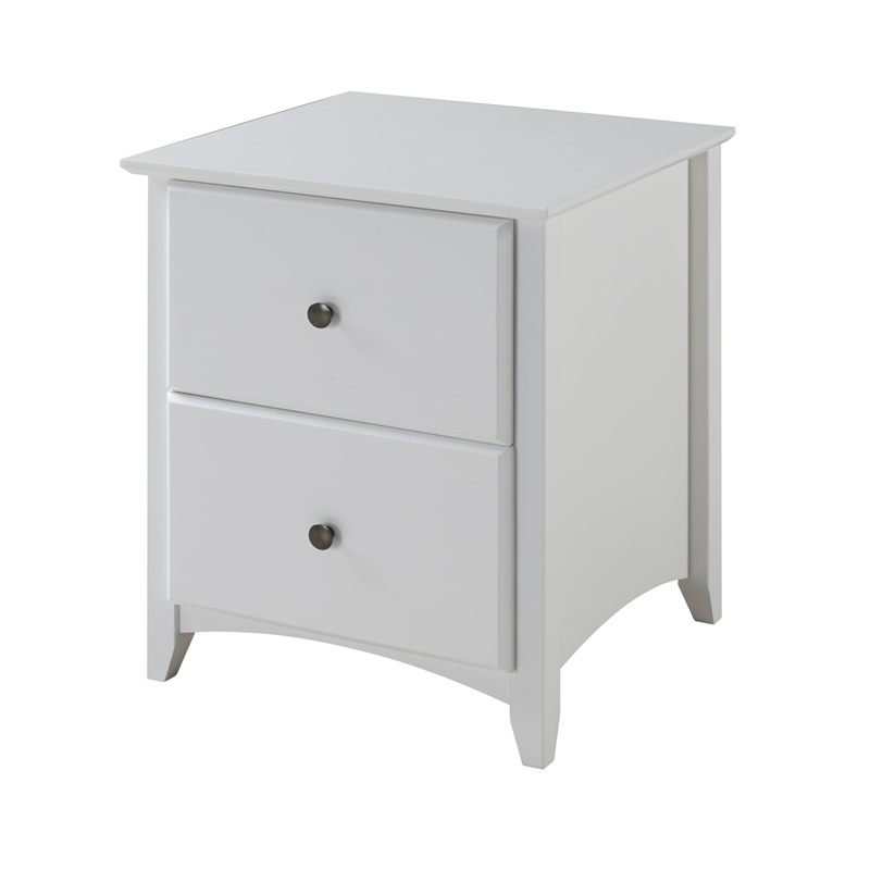 Camaflexi Shaker Style Solid Wood 2-Drawer Nightstand in White