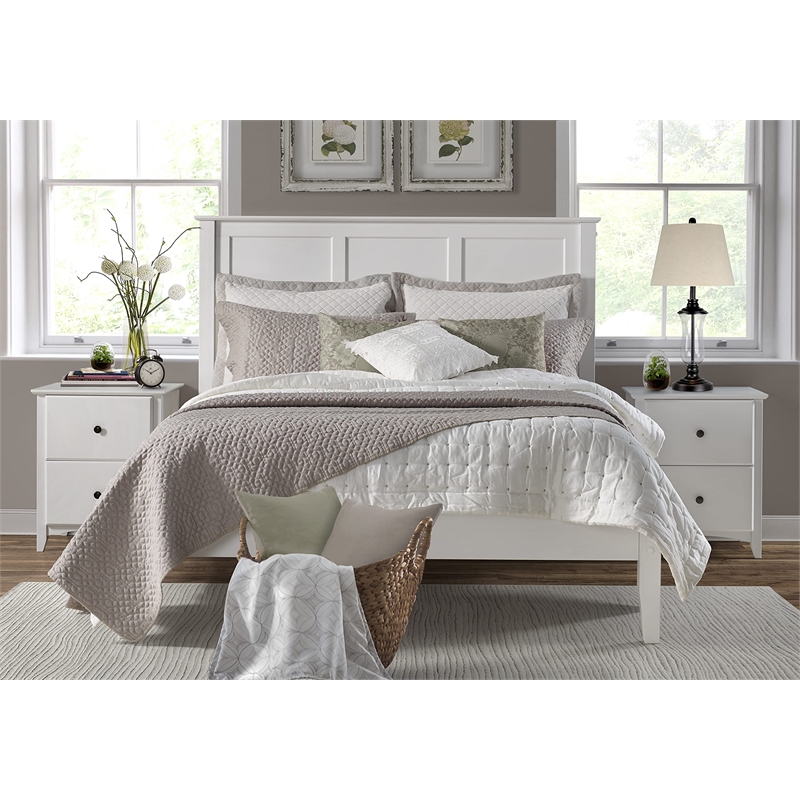 Camaflexi Shaker Style Solid Wood 2-Drawer Nightstand in White
