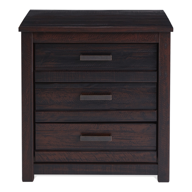 Camaflexi Carmel Solid Wood 3-Drawer Nightstand in Antique Walnut