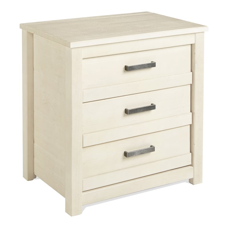 Camaflexi Carmel Solid Wood 3-Drawer Nightstand in Antique White