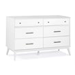 Camaflexi Mid-Century Solid Wood 6-Drawer Bedroom Dresser in White