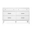 Camaflexi Mid-Century Solid Wood 6-Drawer Bedroom Dresser in White