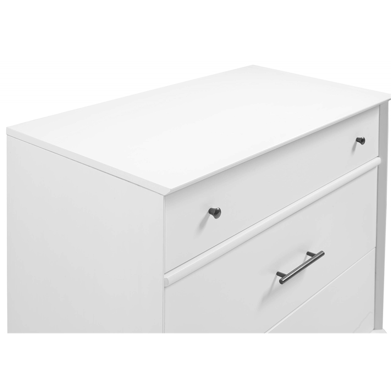 Camaflexi Mid-Century Solid Wood 3-Drawer Bedroom Dresser in White