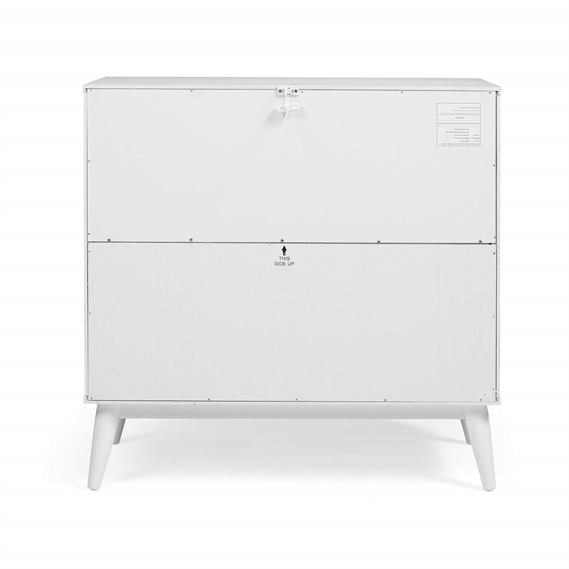 Camaflexi Mid-Century Solid Wood 3-Drawer Bedroom Dresser in White