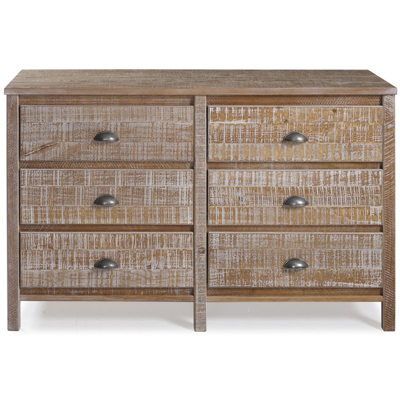 Camaflexi Baja Solid Wood 6-Drawer Bedroom Dresser in Barnwood