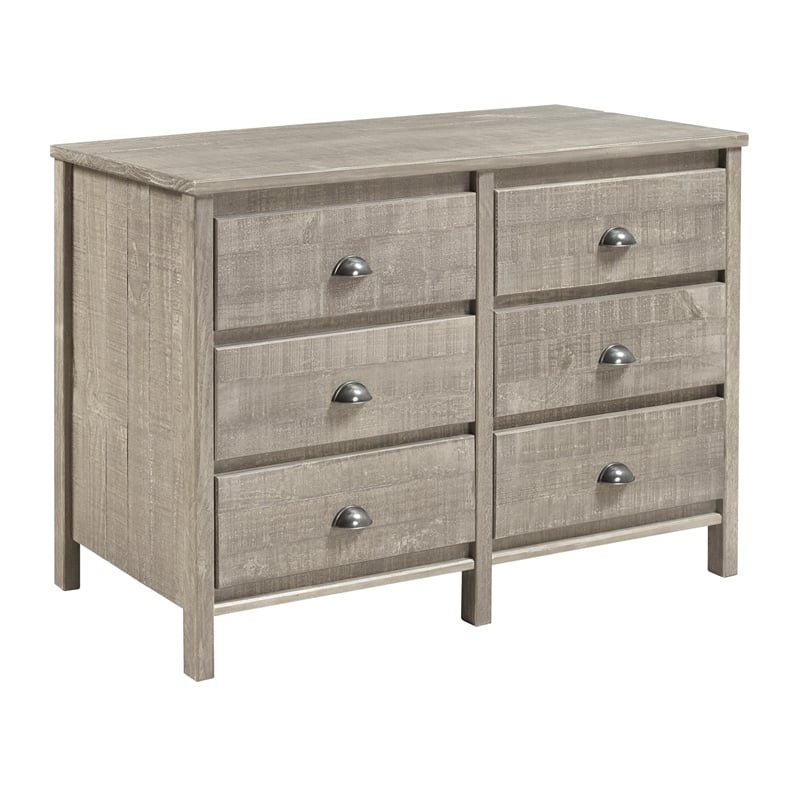Camaflexi Baja Solid Wood 6-Drawer Bedroom Dresser in Driftwood Gray