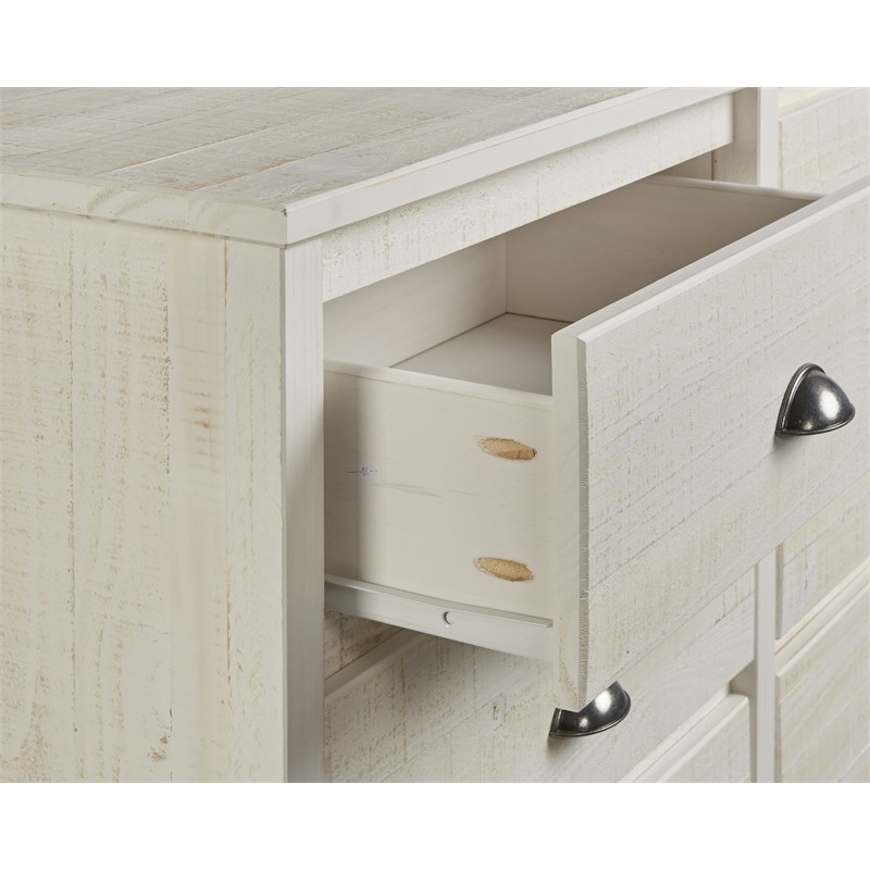 Camaflexi Baja Solid Wood 6-Drawer Bedroom Dresser in Shabby White