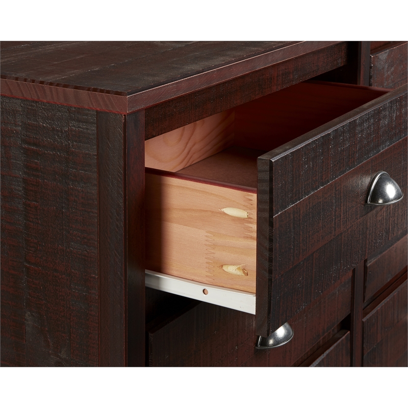 Camaflexi Baja Solid Wood 6-Drawer Bedroom Dresser in Walnut