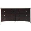 Camaflexi Shaker Style Solid Wood 6-Drawer Bedroom Dresser in Cappuccino