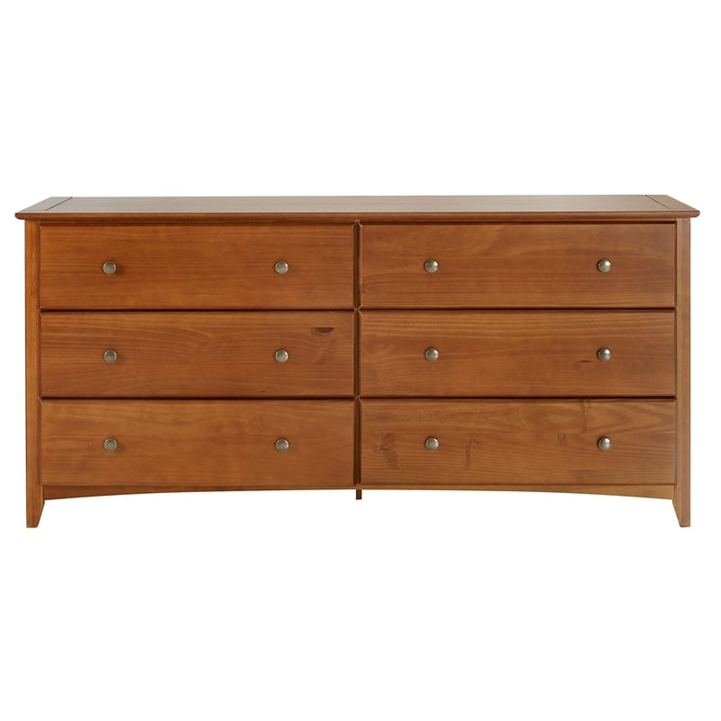 Camaflexi Shaker Style Solid Wood 6-Drawer Bedroom Dresser in Cherry