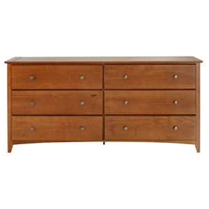 Camaflexi Shaker Style Solid Wood 6-Drawer Bedroom Dresser in Cherry