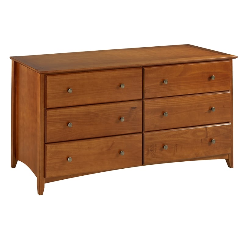 Camaflexi Shaker Style Solid Wood 6-Drawer Bedroom Dresser in Cherry