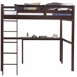 Camaflexi Tribeca Solid Pine Wood High Loft Bed Full with Desk in Cappuccino