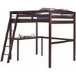 Camaflexi Tribeca Solid Pine Wood High Loft Bed Full with Desk in Cappuccino