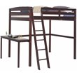 Camaflexi Tribeca Solid Pine Wood High Loft Bed Full with Desk in Cappuccino