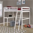 Camaflexi Tribeca Solid Pine Wood High Loft Bed Full with Desk in White