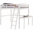 Camaflexi Tribeca Solid Pine Wood High Loft Bed Full with Desk in White