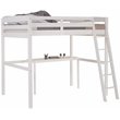 Camaflexi Tribeca Solid Pine Wood High Loft Bed Full with Desk in White