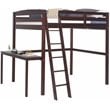 Camaflexi Tribeca Solid Pine Wood High Loft Bed Twin with Desk in Cappuccino