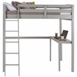 Camaflexi Tribeca Solid Pine Wood High Loft Bed Twin with Desk in Gray