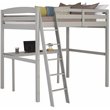 Camaflexi Tribeca Solid Pine Wood High Loft Bed Twin with Desk in Gray