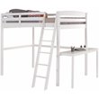 Camaflexi Tribeca Solid Pine Wood High Loft Bed Twin with Desk in White