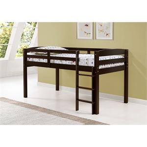 Camaflexi Tribeca Solid Wood Low Loft Bed Frame Full in Cappuccino