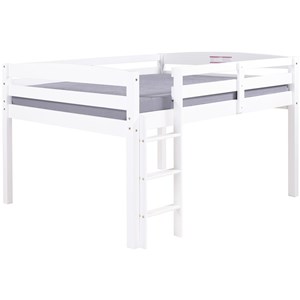 Camaflexi Tribeca Solid Wood Low Loft Bed Frame Full in White