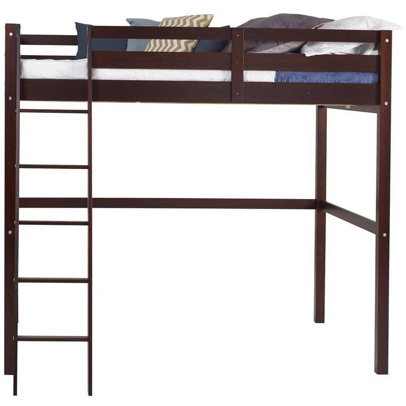 Camaflexi Tribeca Solid Wood High Loft Bed Frame Twin in Cappuccino