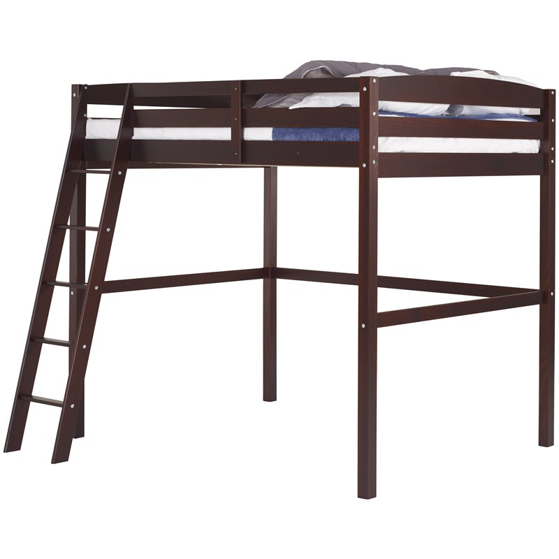 Camaflexi Tribeca Solid Wood High Loft Bed Frame Twin in Cappuccino