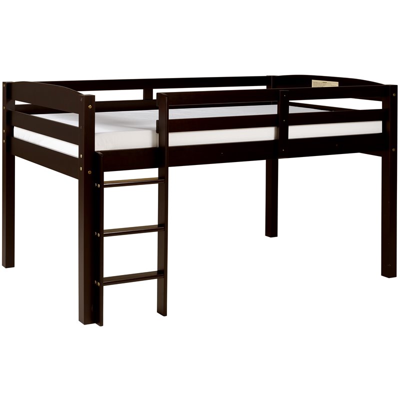 Camaflexi Tribeca Solid Wood Low Loft Bed Frame Twin in Cappuccino