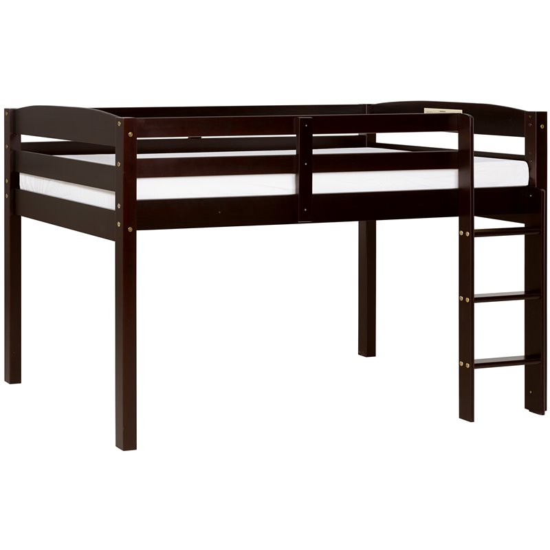 Camaflexi Tribeca Solid Wood Low Loft Bed Frame Twin in Cappuccino