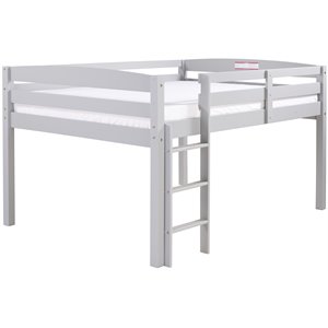 Camaflexi Tribeca Solid Wood Low Loft Bed Frame Twin in Gray
