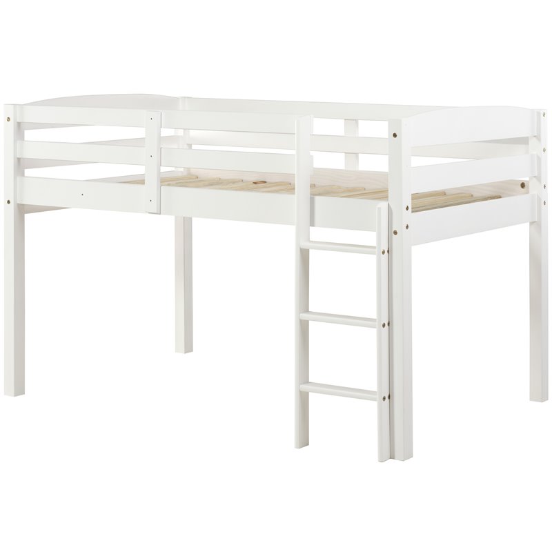 Camaflexi Tribeca Solid Wood Low Loft Bed Frame Twin in White