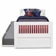 Camaflexi Twin Size Platform Bed with Twin Trundle - Mission Headboard - White