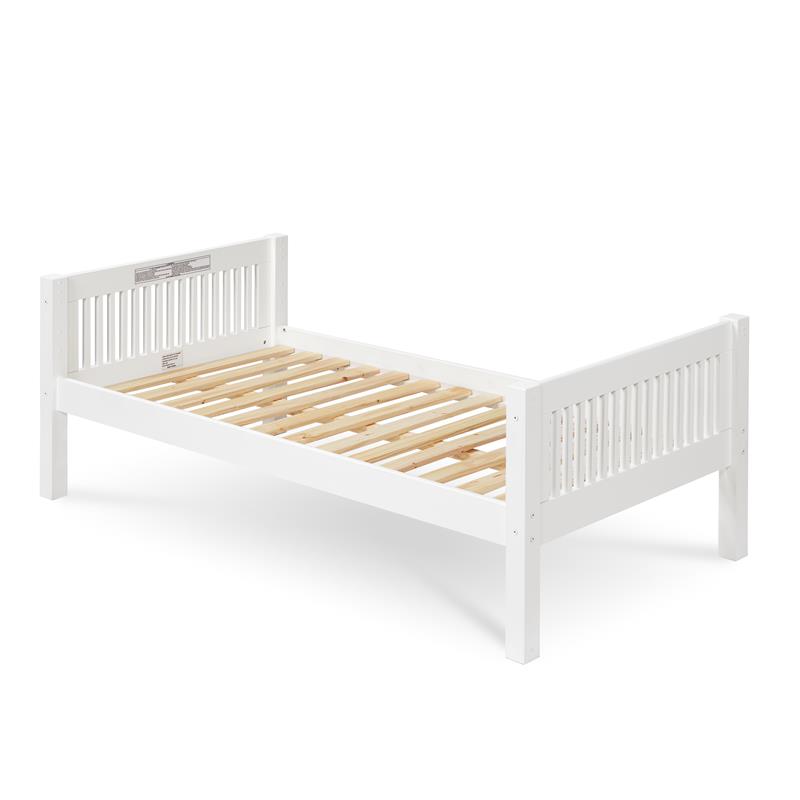 Camaflexi Twin Size Platform Bed with Twin Trundle - Mission Headboard - White