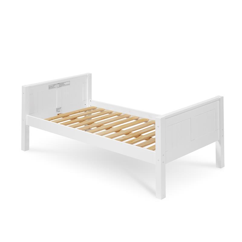 Camaflexi Twin Size Platform Bed with Twin Trundle - Panel Headboard - White