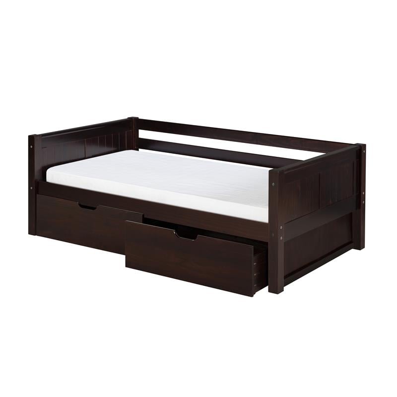Camaflexi Daybed / Panel Headboard / Solid Wood / Drawers / Cappuccino - Twin