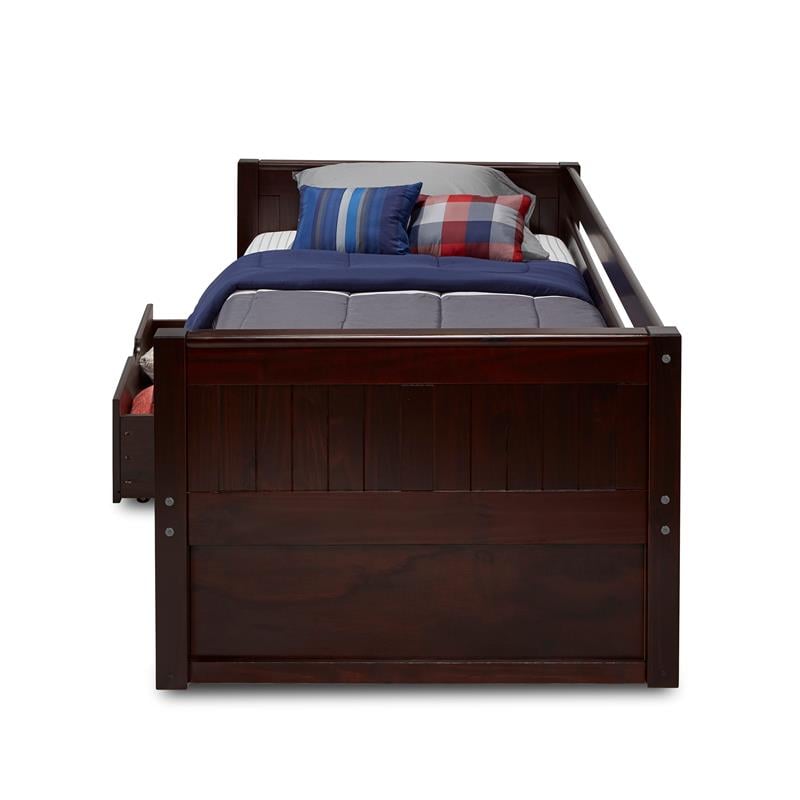 Camaflexi Daybed / Panel Headboard / Solid Wood / Drawers / Cappuccino - Twin