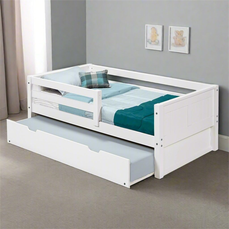 Camaflexi Daybed / Panel Headboard / Solid Wood - Twin Trundle / White - Twin