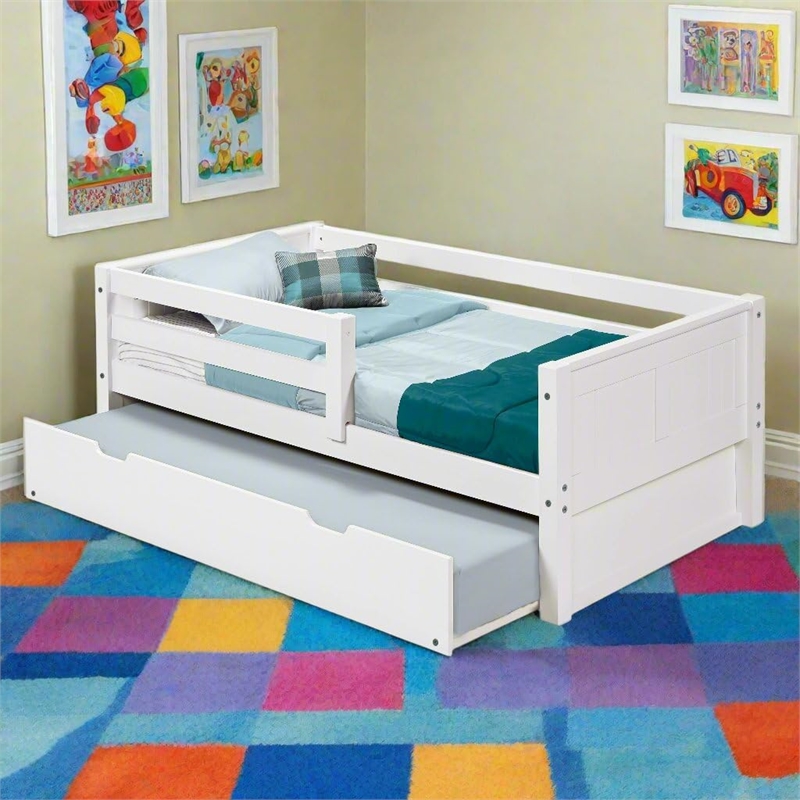 Camaflexi Daybed / Panel Headboard / Solid Wood - Twin Trundle / White - Twin