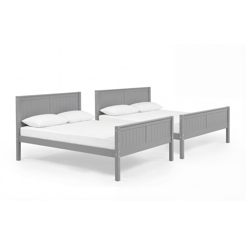 Camaflexi Twin over Twin Bunk Bed - Panel Headboard - Gray Finish
