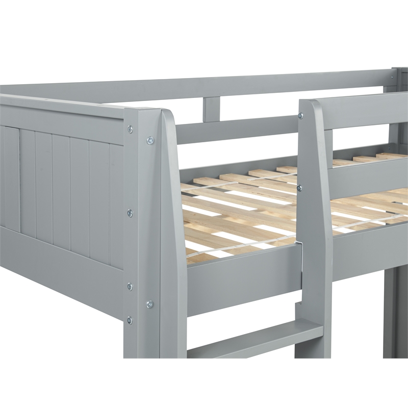 Camaflexi Twin over Twin Bunk Bed - Panel Headboard - Gray Finish