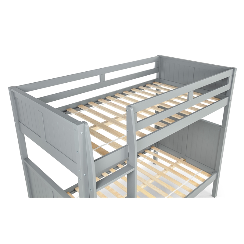 Camaflexi Twin over Twin Bunk Bed - Panel Headboard - Gray Finish