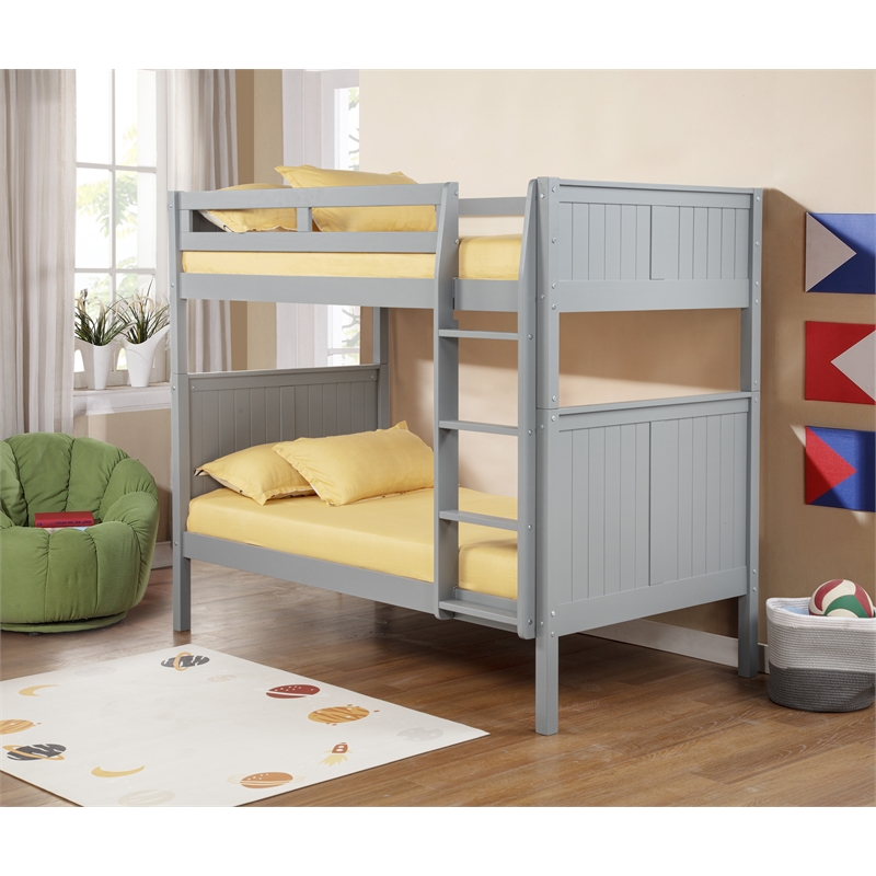 Camaflexi Twin over Twin Bunk Bed - Panel Headboard - Gray Finish