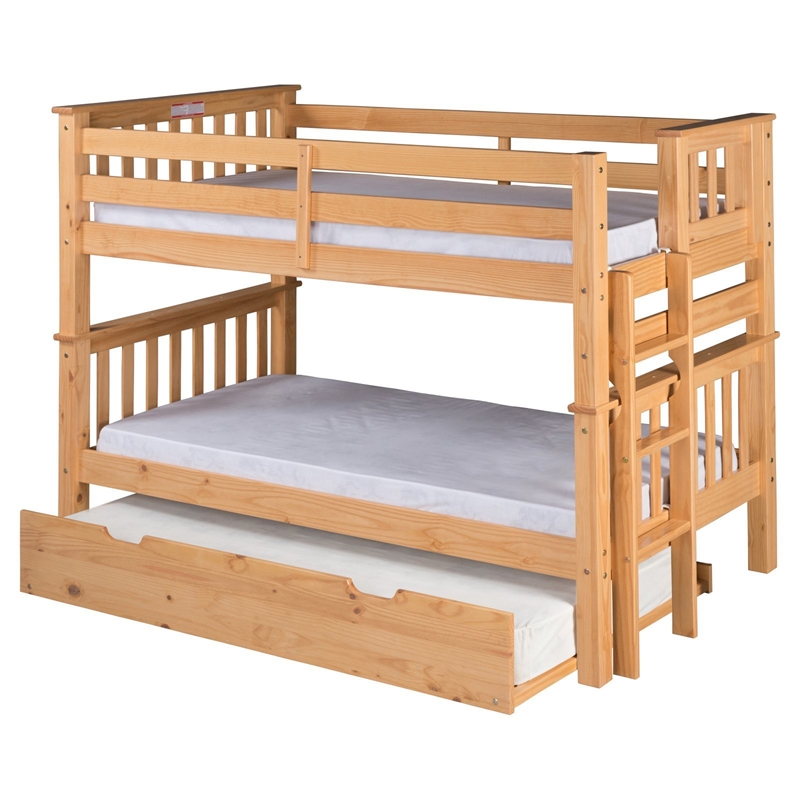 Santa Fe Mission Low Bunk Bed Twin over Twin with End Ladder in White