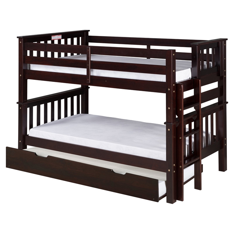 Santa Fe Mission Low Bunk Bed Twin over Twin with End Ladder in White