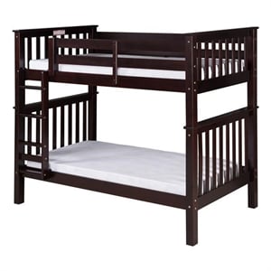 Santa Fe Mission Tall Bunk Bed Twin over Twin - Attached Ladder - Cappuccino