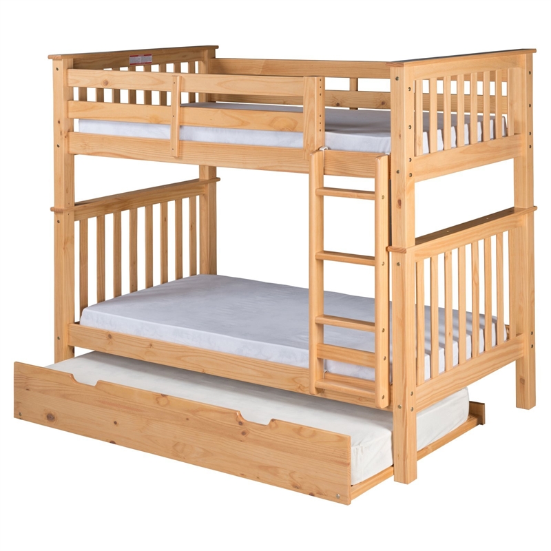 Santa Fe Mission Tall Bunk Bed Twin over Twin with Twin Trundle in Cappuccino