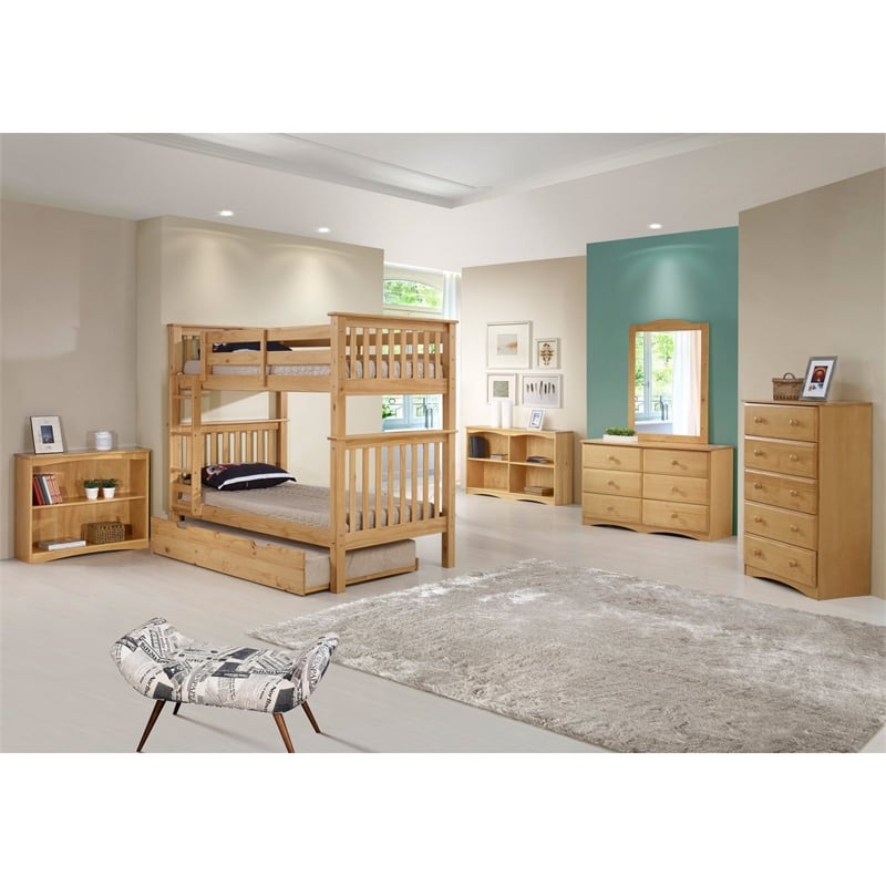 Santa Fe Mission Tall Bunk Bed Twin over Twin with Twin Trundle in Cappuccino